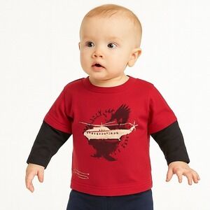 Wes & Willy Baby Long‎ Sleeve T-Shirt Search and Rescue Helicopter Red 6M New